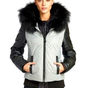 NOIZE Jacket with Vegan Leather Sleeves & Rib Hem